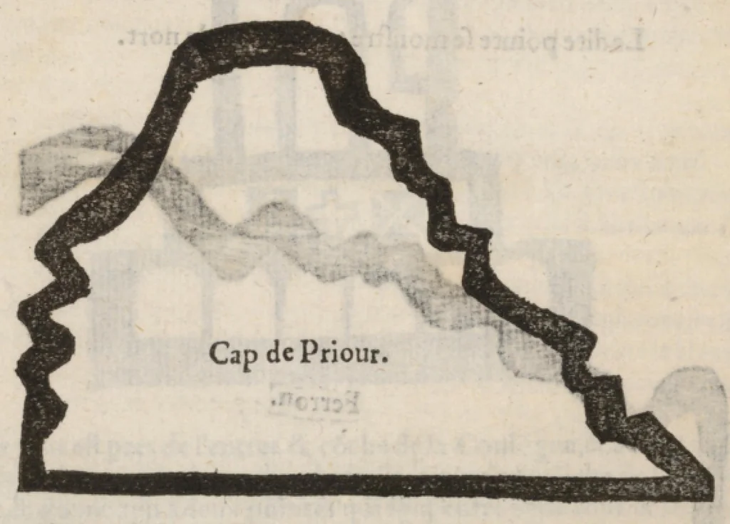 An illustration from Le Grand routier, pilotage et encrage de mer, tant des parties de France, Bretaigne, Angleterre que haultes Alemaignes... revueu et corrigé, 1571, leaf 70