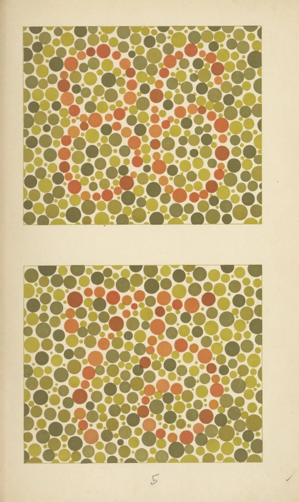 An illustration from Stillings pseudo-isochromatische Tafeln zur Prüfung des Farbensinnes, 1922, leaf 20