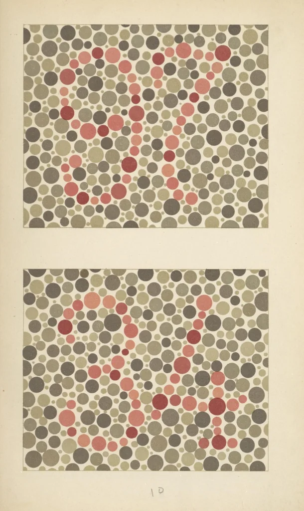 An illustration from Stillings pseudo-isochromatische Tafeln zur Prüfung des Farbensinnes, 1922, leaf 30