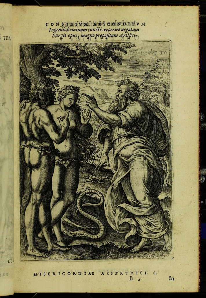 An illustration from Humanae salutis monumenta, 1583, leaf 21