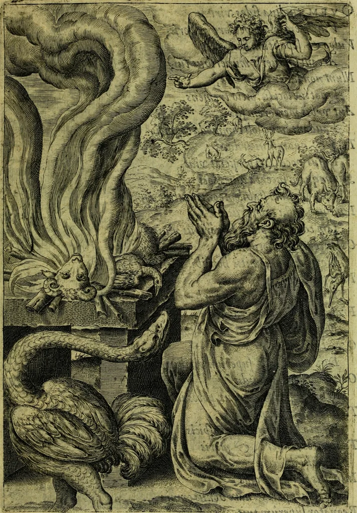 An illustration from Humanae salutis monumenta, 1583, leaf 23