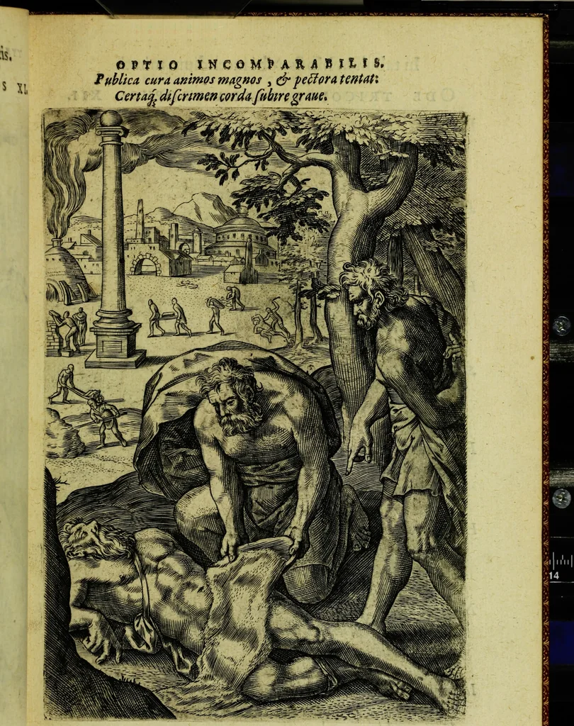 An illustration from Humanae salutis monumenta, 1583, leaf 35