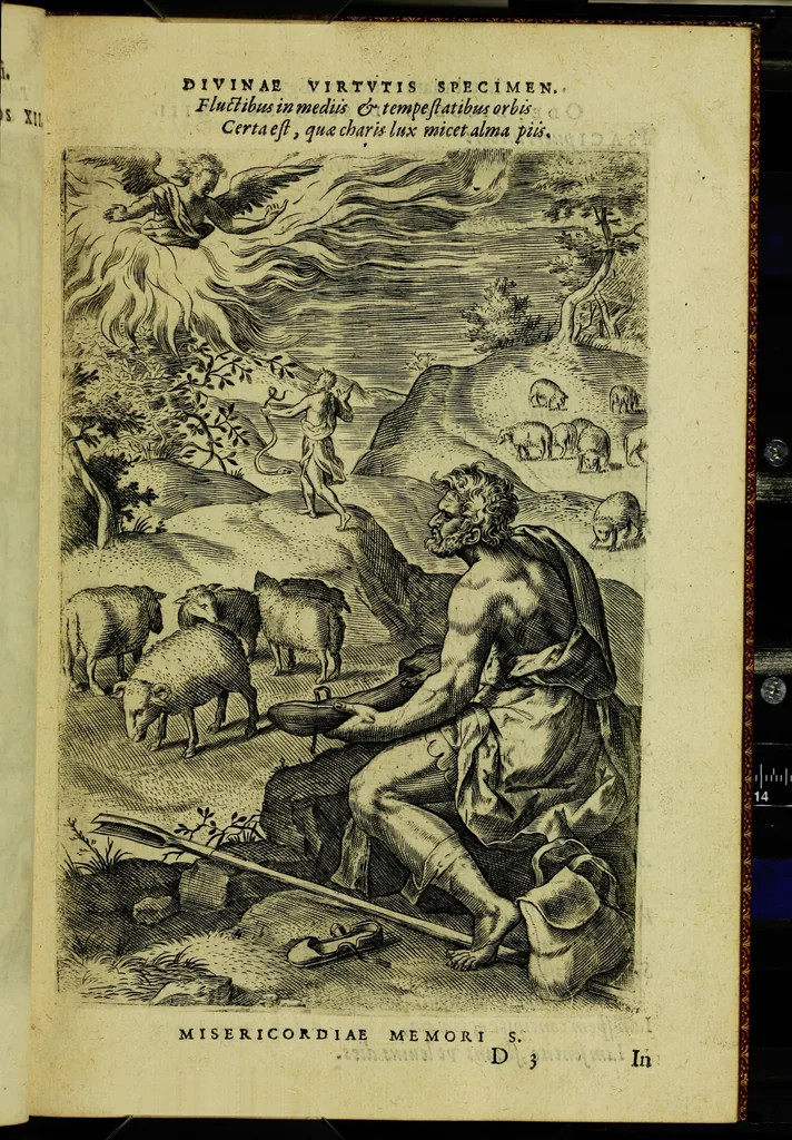 An illustration from Humanae salutis monumenta, 1583, leaf 37