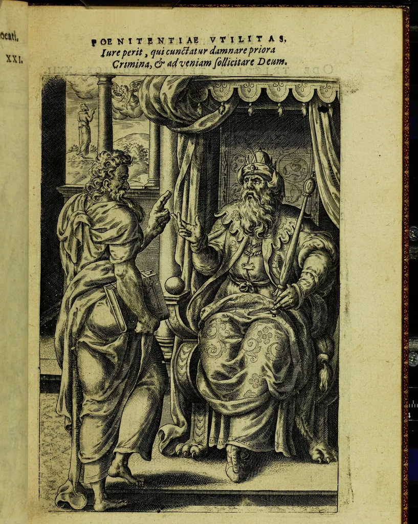 An illustration from Humanae salutis monumenta, 1583, leaf 55