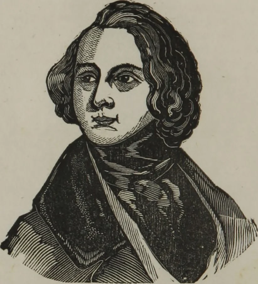 An illustration from Coombs's standard phrenology : exhibiting the exact phrenological admeasurements of above fifty distinguished and extraordinary personages, of both sexes : with skulls of the various nations of the world : embellished with above 50 engravings, and poetical descriptions of beauty, intellect, and physiognomy : with observations explanatory of the science, adapted to the character of [blank], 1841, leaf 55