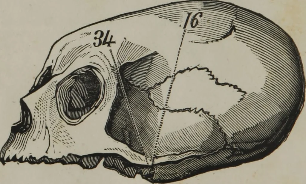 An illustration from Coombs's standard phrenology : exhibiting the exact phrenological admeasurements of above fifty distinguished and extraordinary personages, of both sexes : with skulls of the various nations of the world : embellished with above 50 engravings, and poetical descriptions of beauty, intellect, and physiognomy : with observations explanatory of the science, adapted to the character of [blank], 1841, leaf 55