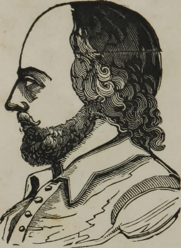 An illustration from Coombs's standard phrenology : exhibiting the exact phrenological admeasurements of above fifty distinguished and extraordinary personages, of both sexes : with skulls of the various nations of the world : embellished with above 50 engravings, and poetical descriptions of beauty, intellect, and physiognomy : with observations explanatory of the science, adapted to the character of [blank], 1841, leaf 61