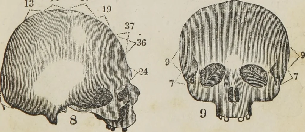 An illustration from Synopsis of phrenology and the phrenological developments : together with the character and talents of [blank] as given by [blank] : with reference to those pages of "Phrenology proved, illiustrated, and applied," in which will be found a full and correct delineation of the intellectual and moral character and manifestations of the above-named individual, 1838, leaf 26