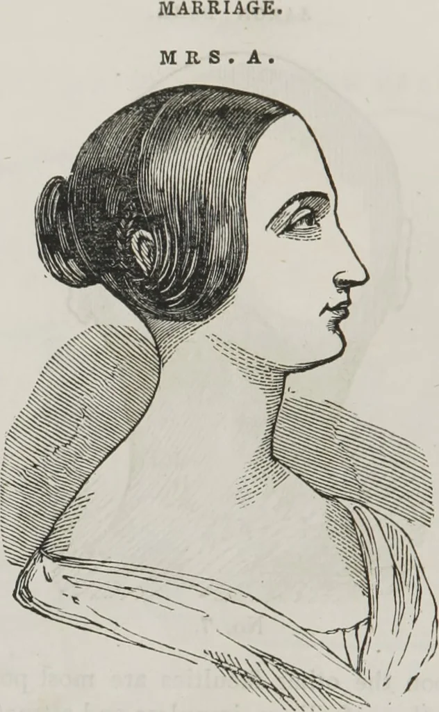 An illustration from Marriage, its history and ceremonies : with a phrenological and physiological exposition of the functions and qualifications for happy marriages, 1848, leaf 81