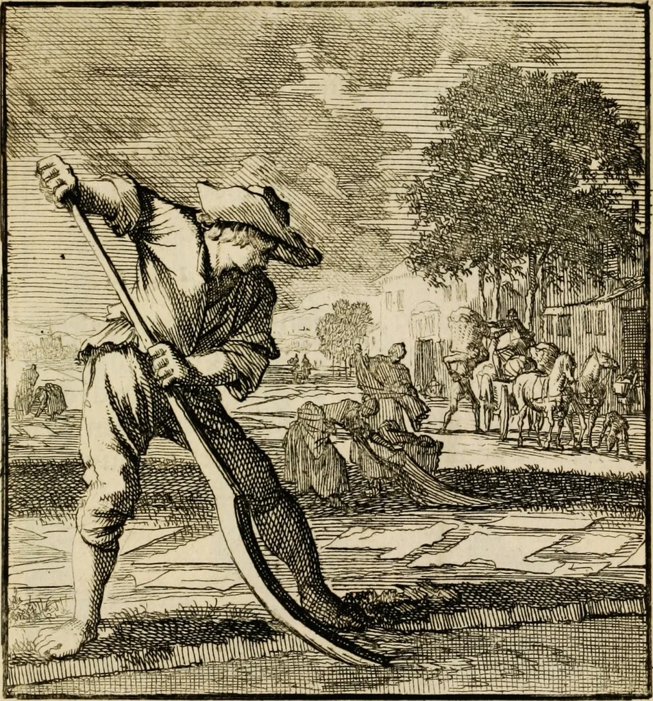 An illustration from Spiegel van het menselyk bedryf: vertoonende honderd verscheiden ambachten, konstig afgebeeld en met godlyke spreuken en stichtelyke verzen verryke, 1730, leaf 147