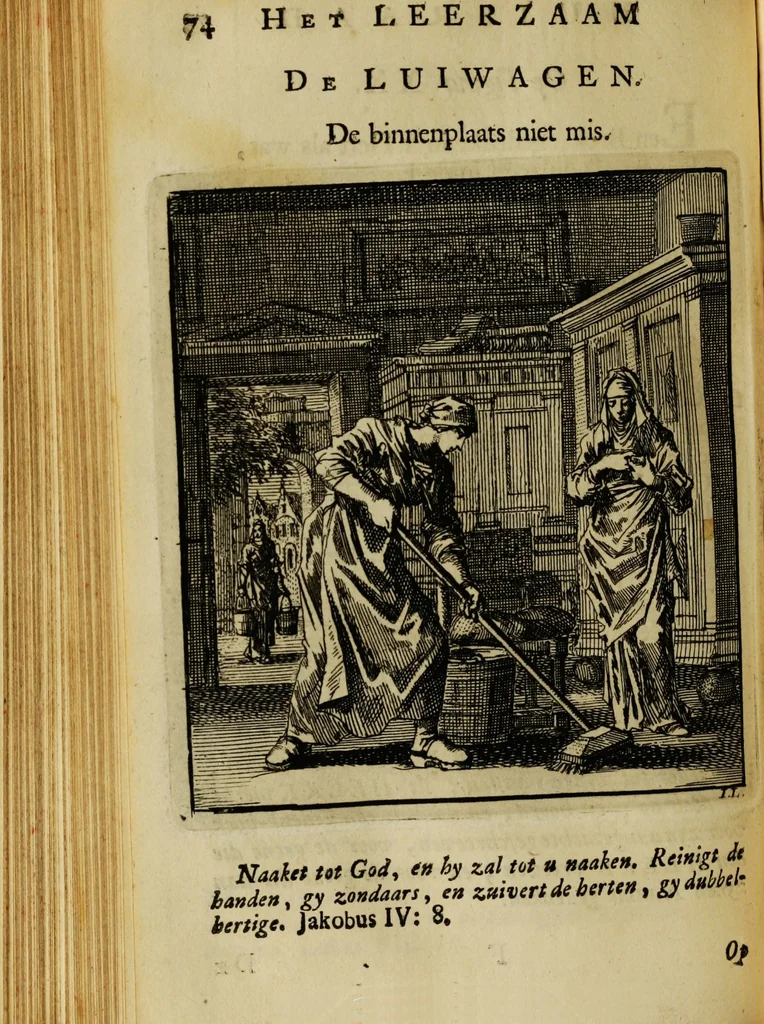 An illustration from Spiegel van het menselyk bedryf: vertoonende honderd verscheiden ambachten, konstig afgebeeld en met godlyke spreuken en stichtelyke verzen verryke, 1730, leaf 304