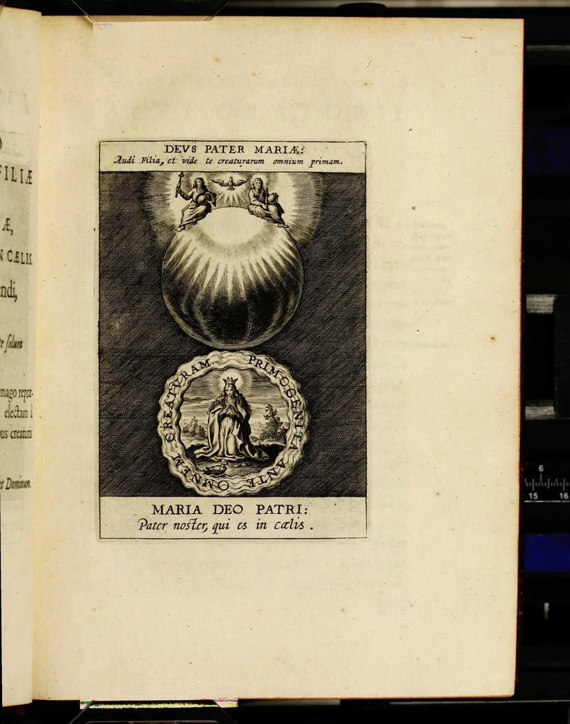 An illustration from Sacrum oratorium piarum imaginum immaculatae Mariae et animae creatae ac baptismo, poenitentia, et eucharistia innouatae [electronic resource]: ars noua bene viuendi et moriendi, sacris piarum imaginum emblematis figurata & illustrata, 1634, leaf 31