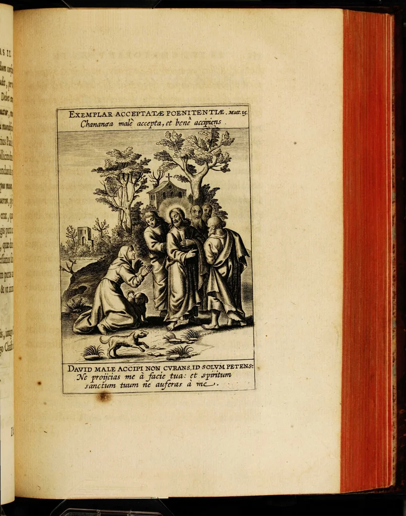 An illustration from Sacrum oratorium piarum imaginum immaculatae Mariae et animae creatae ac baptismo, poenitentia, et eucharistia innouatae [electronic resource]: ars noua bene viuendi et moriendi, sacris piarum imaginum emblematis figurata & illustrata, 1634, leaf 381