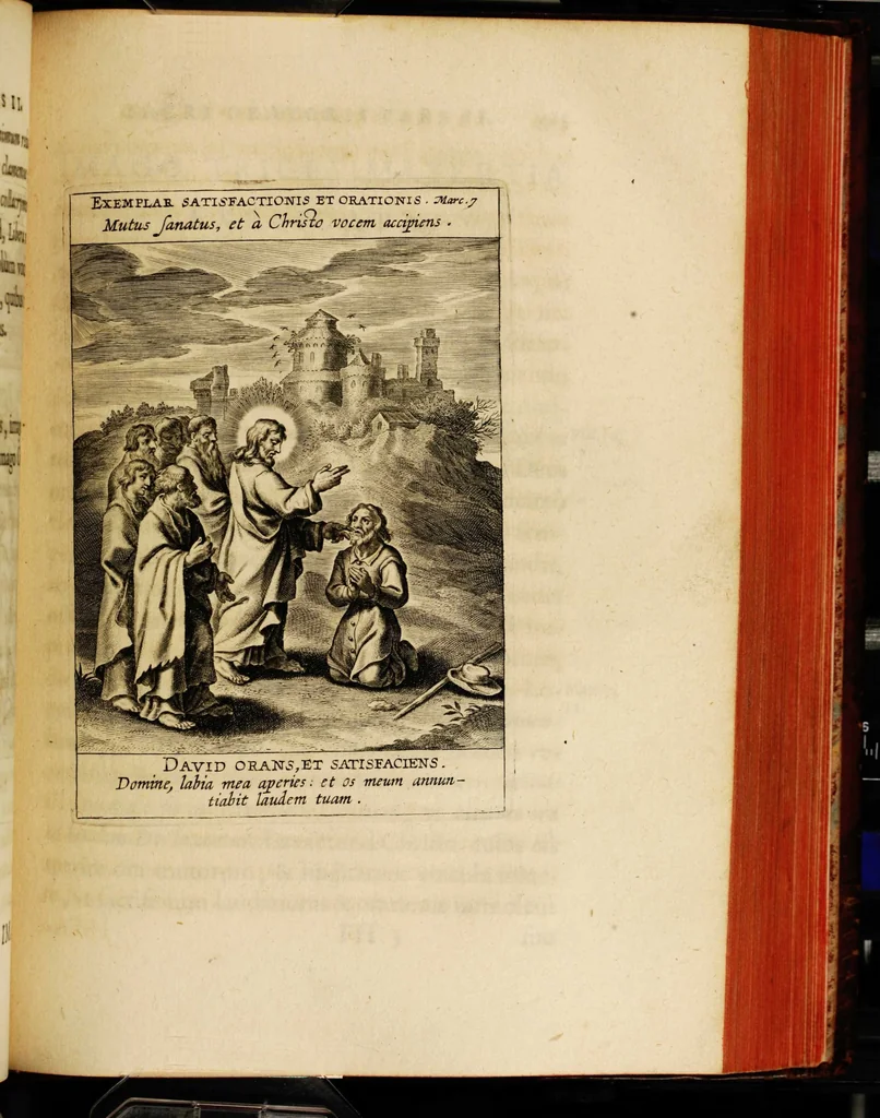 An illustration from Sacrum oratorium piarum imaginum immaculatae Mariae et animae creatae ac baptismo, poenitentia, et eucharistia innouatae [electronic resource]: ars noua bene viuendi et moriendi, sacris piarum imaginum emblematis figurata & illustrata, 1634, leaf 437
