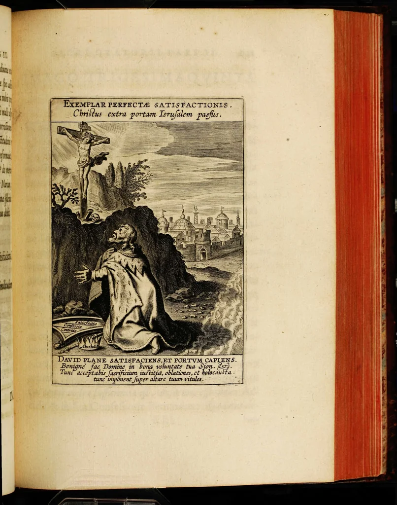 An illustration from Sacrum oratorium piarum imaginum immaculatae Mariae et animae creatae ac baptismo, poenitentia, et eucharistia innouatae [electronic resource]: ars noua bene viuendi et moriendi, sacris piarum imaginum emblematis figurata & illustrata, 1634, leaf 465