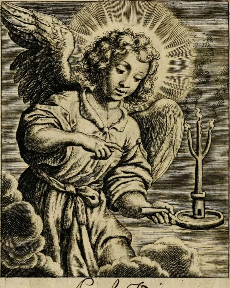 An illustration from Sacrum oratorium piarum imaginum immaculatae Mariae et animae creatae ac baptismo, poenitentia, et eucharistia innouatae [electronic resource]: ars noua bene viuendi et moriendi, sacris piarum imaginum emblematis figurata & illustrata, 1634, leaf 704