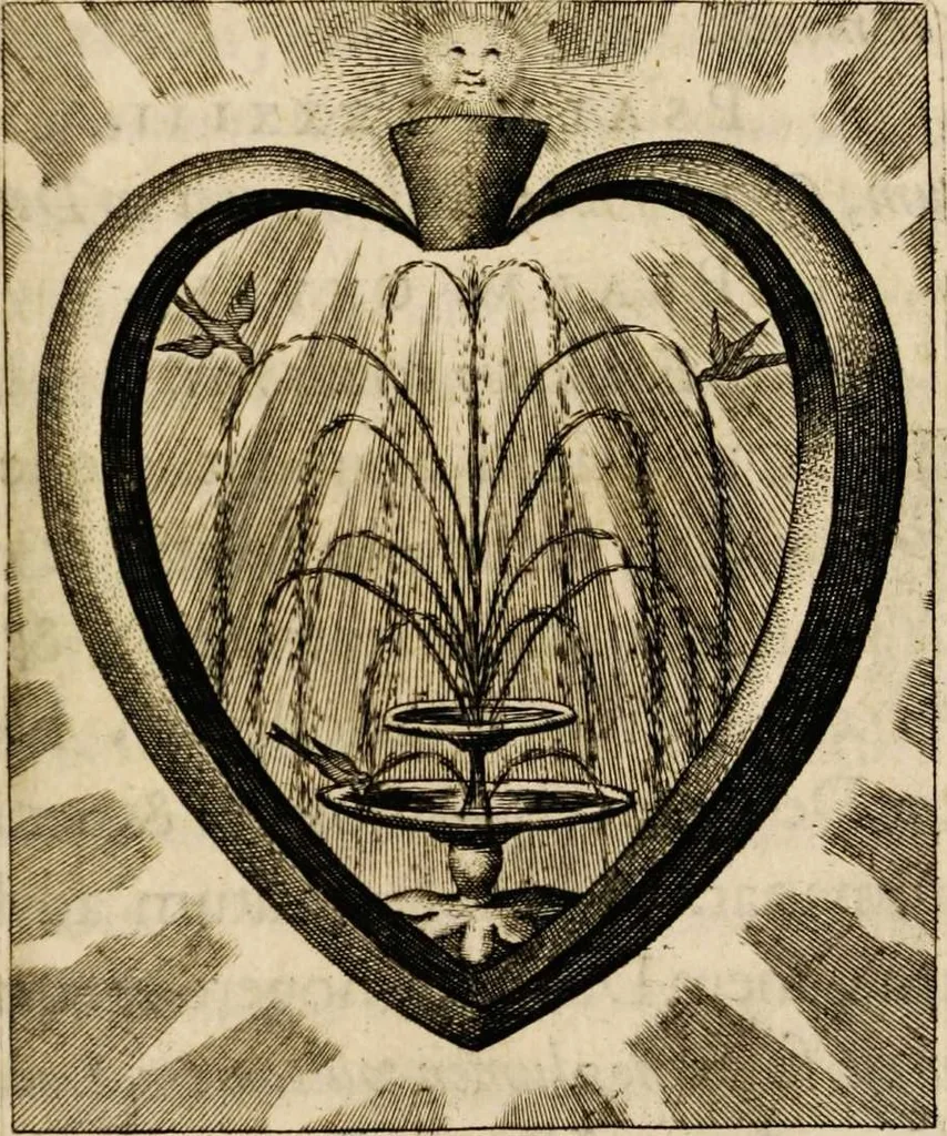 An illustration from Sacrum oratorium piarum imaginum immaculatae Mariae et animae creatae ac baptismo, poenitentia, et eucharistia innouatae [electronic resource]: ars noua bene viuendi et moriendi, sacris piarum imaginum emblematis figurata & illustrata, 1634, leaf 721