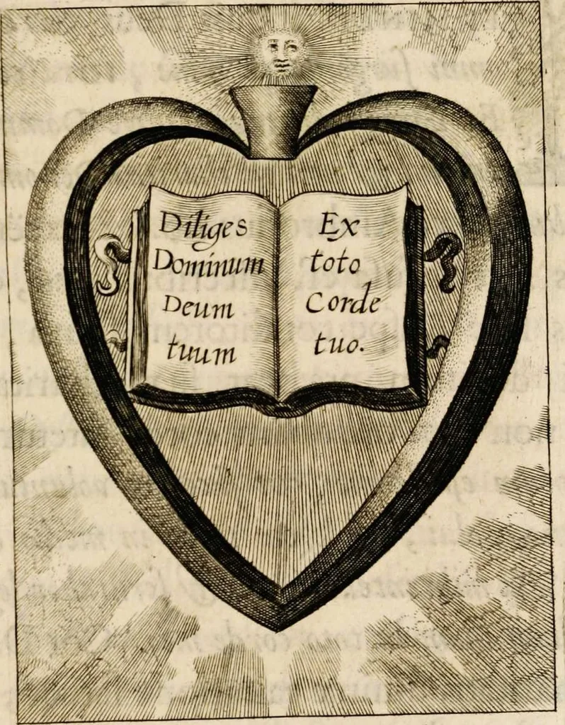 An illustration from Sacrum oratorium piarum imaginum immaculatae Mariae et animae creatae ac baptismo, poenitentia, et eucharistia innouatae [electronic resource]: ars noua bene viuendi et moriendi, sacris piarum imaginum emblematis figurata & illustrata, 1634, leaf 727