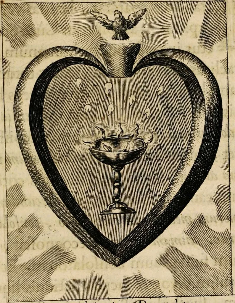 An illustration from Sacrum oratorium piarum imaginum immaculatae Mariae et animae creatae ac baptismo, poenitentia, et eucharistia innouatae [electronic resource]: ars noua bene viuendi et moriendi, sacris piarum imaginum emblematis figurata & illustrata, 1634, leaf 769