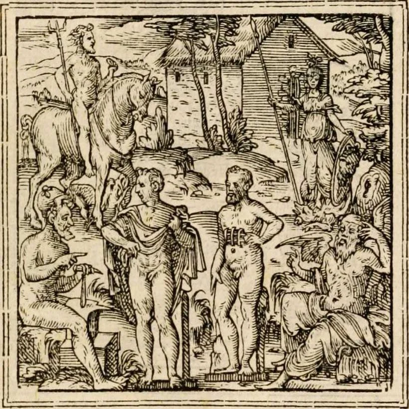 An illustration from Hadriani Iunii medici Emblemata, ad D. Arnoldum Cobelium [electronic resource]: eiusdem Aenigmatum libellus, ad D. Arnoldum Rosenbergum, 1565, leaf 13