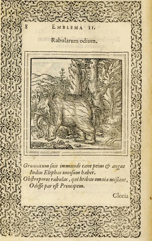 An illustration from Hadriani Iunii medici Emblemata, ad D. Arnoldum Cobelium [electronic resource]: eiusdem Aenigmatum libellus, ad D. Arnoldum Rosenbergum, 1565, leaf 14