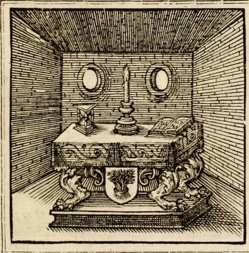 An illustration from Hadriani Iunii medici Emblemata, ad D. Arnoldum Cobelium [electronic resource]: eiusdem Aenigmatum libellus, ad D. Arnoldum Rosenbergum, 1565, leaf 17