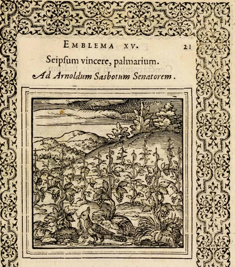 An illustration from Hadriani Iunii medici Emblemata, ad D. Arnoldum Cobelium [electronic resource]: eiusdem Aenigmatum libellus, ad D. Arnoldum Rosenbergum, 1565, leaf 27