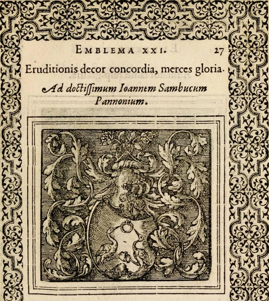 An illustration from Hadriani Iunii medici Emblemata, ad D. Arnoldum Cobelium [electronic resource]: eiusdem Aenigmatum libellus, ad D. Arnoldum Rosenbergum, 1565, leaf 33