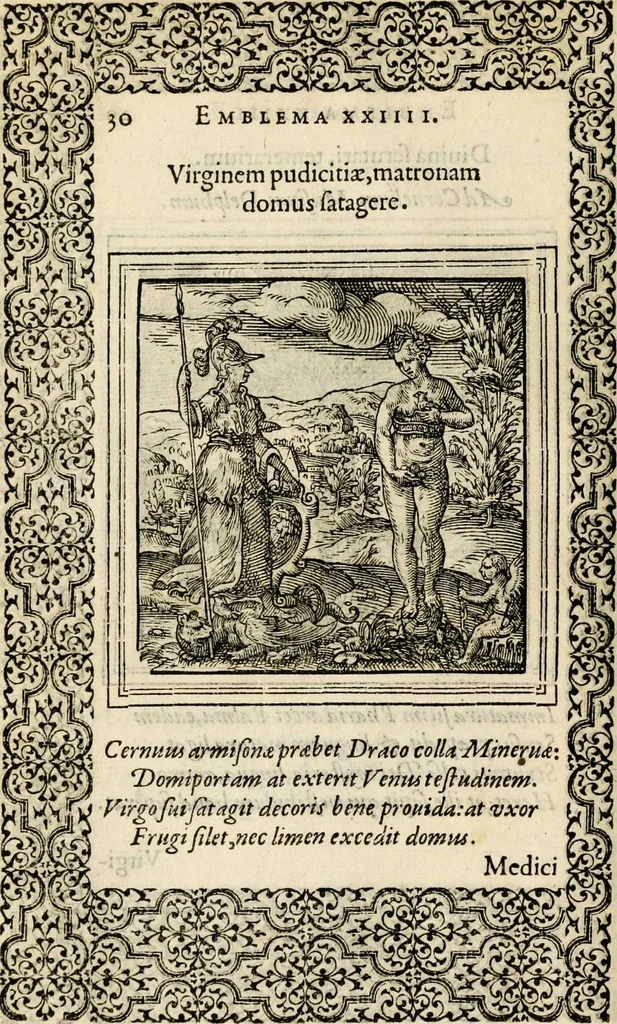 An illustration from Hadriani Iunii medici Emblemata, ad D. Arnoldum Cobelium [electronic resource]: eiusdem Aenigmatum libellus, ad D. Arnoldum Rosenbergum, 1565, leaf 36