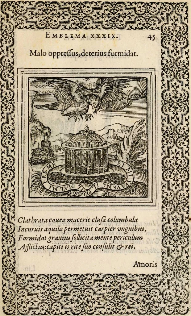 An illustration from Hadriani Iunii medici Emblemata, ad D. Arnoldum Cobelium [electronic resource]: eiusdem Aenigmatum libellus, ad D. Arnoldum Rosenbergum, 1565, leaf 51