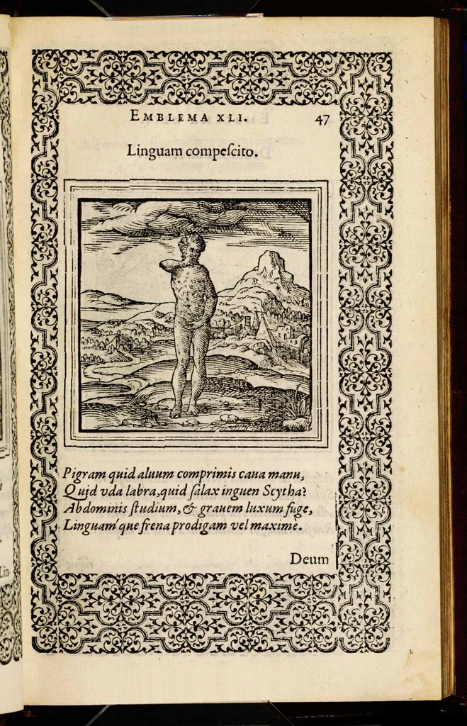 An illustration from Hadriani Iunii medici Emblemata, ad D. Arnoldum Cobelium [electronic resource]: eiusdem Aenigmatum libellus, ad D. Arnoldum Rosenbergum, 1565, leaf 53