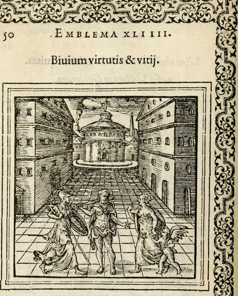 An illustration from Hadriani Iunii medici Emblemata, ad D. Arnoldum Cobelium [electronic resource]: eiusdem Aenigmatum libellus, ad D. Arnoldum Rosenbergum, 1565, leaf 56