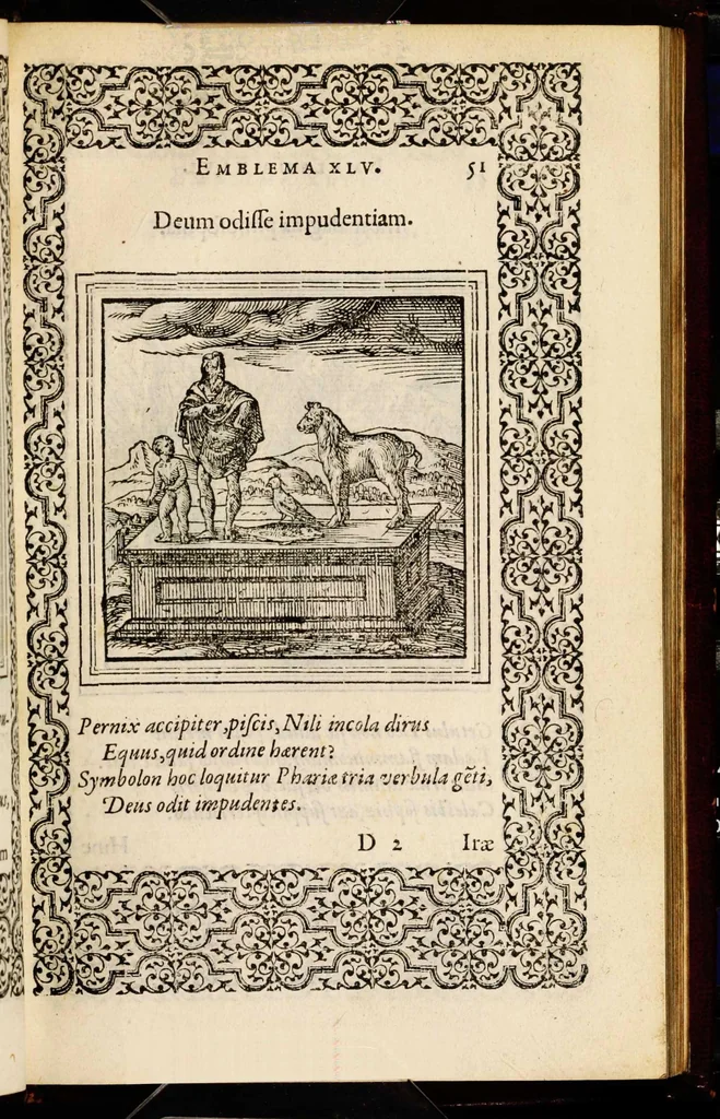 An illustration from Hadriani Iunii medici Emblemata, ad D. Arnoldum Cobelium [electronic resource]: eiusdem Aenigmatum libellus, ad D. Arnoldum Rosenbergum, 1565, leaf 57