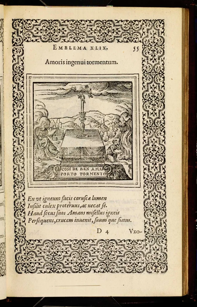 An illustration from Hadriani Iunii medici Emblemata, ad D. Arnoldum Cobelium [electronic resource]: eiusdem Aenigmatum libellus, ad D. Arnoldum Rosenbergum, 1565, leaf 61