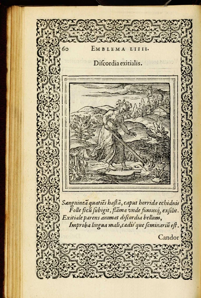 An illustration from Hadriani Iunii medici Emblemata, ad D. Arnoldum Cobelium [electronic resource]: eiusdem Aenigmatum libellus, ad D. Arnoldum Rosenbergum, 1565, leaf 66