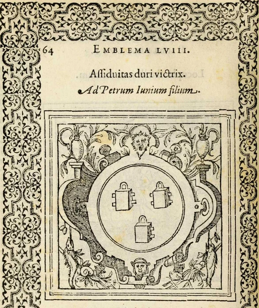 An illustration from Hadriani Iunii medici Emblemata, ad D. Arnoldum Cobelium [electronic resource]: eiusdem Aenigmatum libellus, ad D. Arnoldum Rosenbergum, 1565, leaf 70