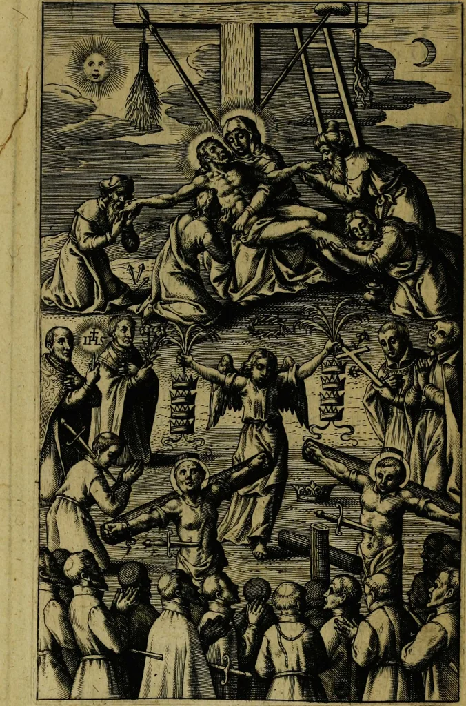 An illustration from Thesaurus precum et exercitiorum spiritualium: in vsum pr[a]esertim Sodalitatis Partheniae, 1609, leaf 186