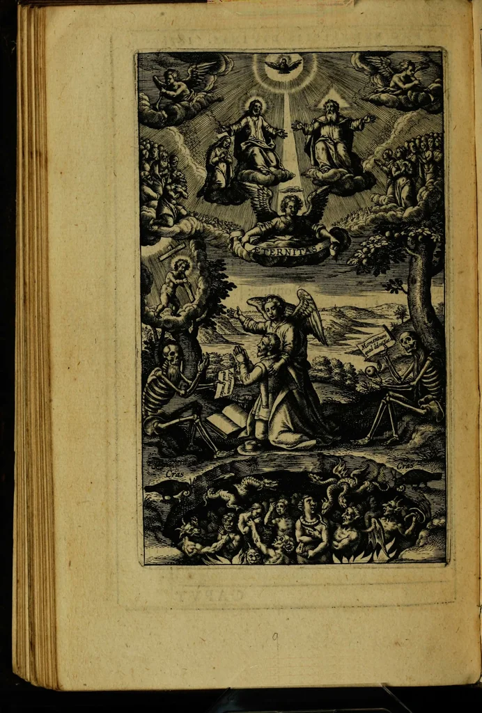 An illustration from Thesaurus precum et exercitiorum spiritualium: in vsum pr[a]esertim Sodalitatis Partheniae, 1609, leaf 224