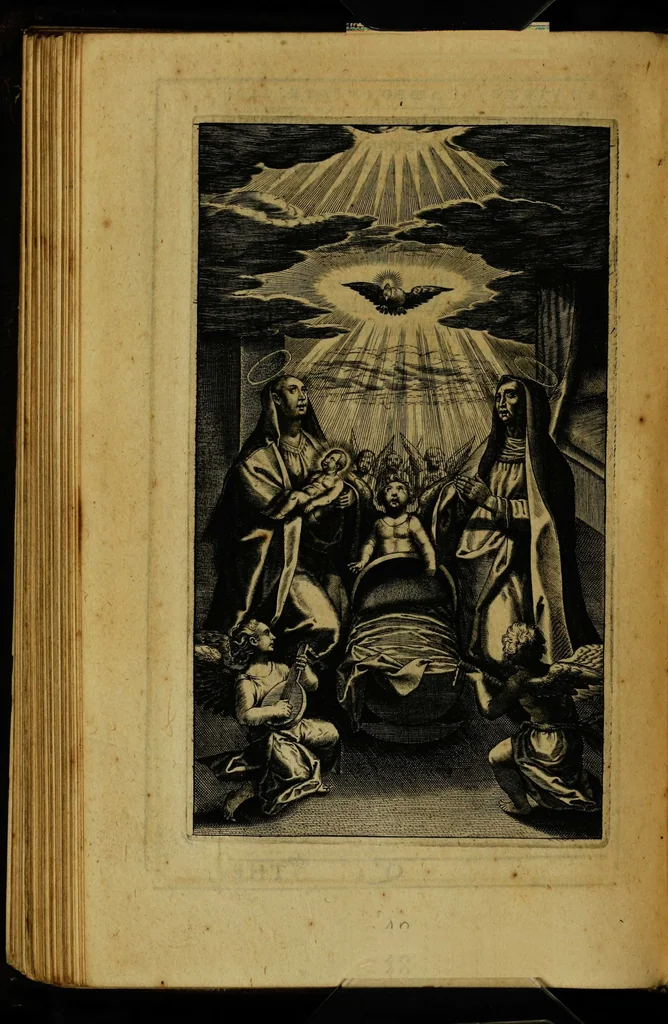 An illustration from Thesaurus precum et exercitiorum spiritualium: in vsum pr[a]esertim Sodalitatis Partheniae, 1609, leaf 282