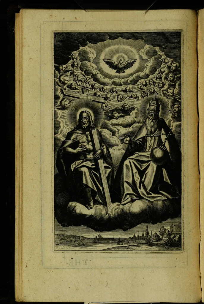 An illustration from Thesaurus precum et exercitiorum spiritualium: in vsum pr[a]esertim Sodalitatis Partheniae, 1609, leaf 36