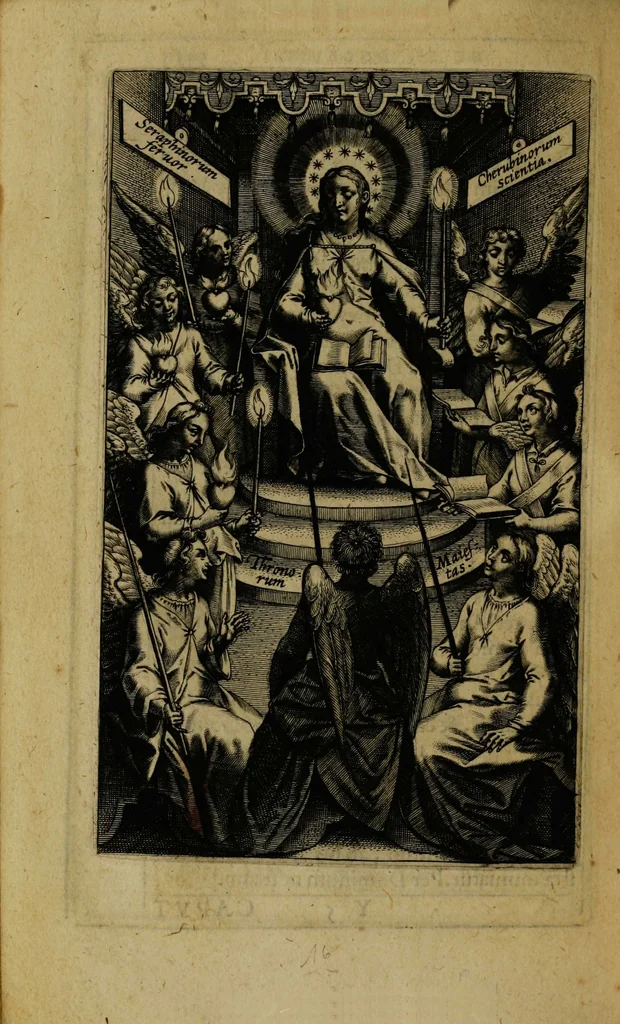 An illustration from Thesaurus precum et exercitiorum spiritualium: in vsum pr[a]esertim Sodalitatis Partheniae, 1609, leaf 382