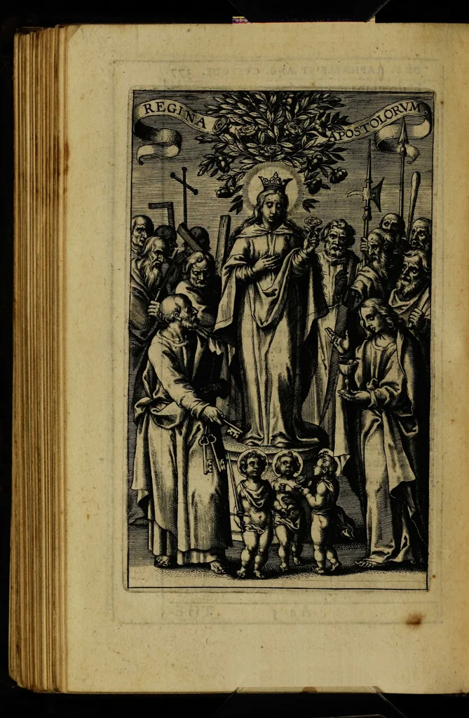 An illustration from Thesaurus precum et exercitiorum spiritualium: in vsum pr[a]esertim Sodalitatis Partheniae, 1609, leaf 414