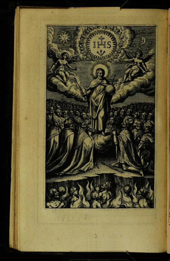 An illustration from Thesaurus precum et exercitiorum spiritualium: in vsum pr[a]esertim Sodalitatis Partheniae, 1609, leaf 82