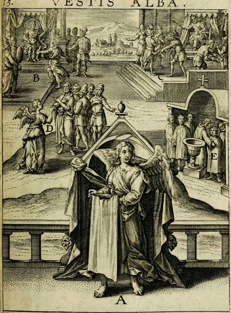 An illustration from Paradisus sponsi et sponsae in quo messis myrrhae et aromatum ex instrumentis ac mysterijs passionis Christi colligenda, vt ei commoriamur : et, Pancarpium Marianum, septemplici titulorum serie distinctum, vt in B. Virginis odorem curramus, et Christus formetur in nobis, 1618, leaf 109