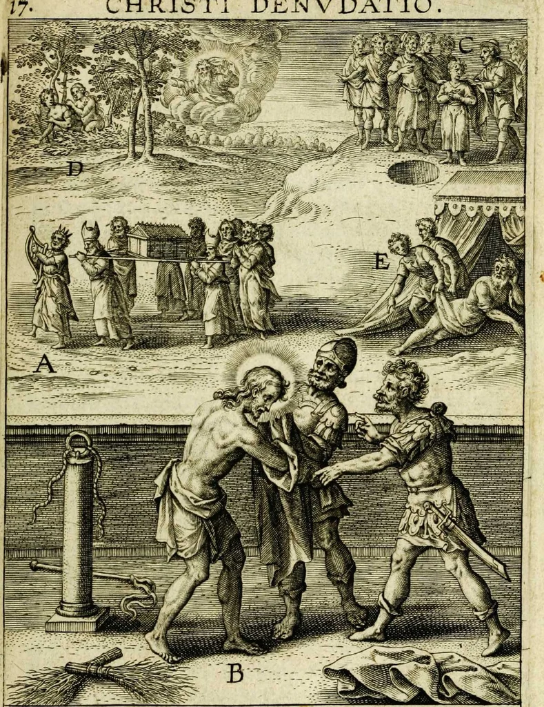 An illustration from Paradisus sponsi et sponsae in quo messis myrrhae et aromatum ex instrumentis ac mysterijs passionis Christi colligenda, vt ei commoriamur : et, Pancarpium Marianum, septemplici titulorum serie distinctum, vt in B. Virginis odorem curramus, et Christus formetur in nobis, 1618, leaf 121