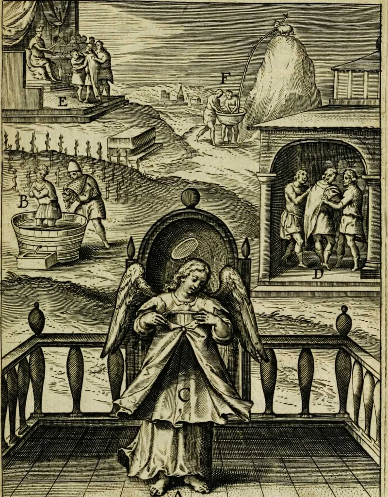 An illustration from Paradisus sponsi et sponsae in quo messis myrrhae et aromatum ex instrumentis ac mysterijs passionis Christi colligenda, vt ei commoriamur : et, Pancarpium Marianum, septemplici titulorum serie distinctum, vt in B. Virginis odorem curramus, et Christus formetur in nobis, 1618, leaf 139