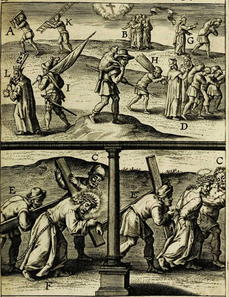 An illustration from Paradisus sponsi et sponsae in quo messis myrrhae et aromatum ex instrumentis ac mysterijs passionis Christi colligenda, vt ei commoriamur : et, Pancarpium Marianum, septemplici titulorum serie distinctum, vt in B. Virginis odorem curramus, et Christus formetur in nobis, 1618, leaf 193