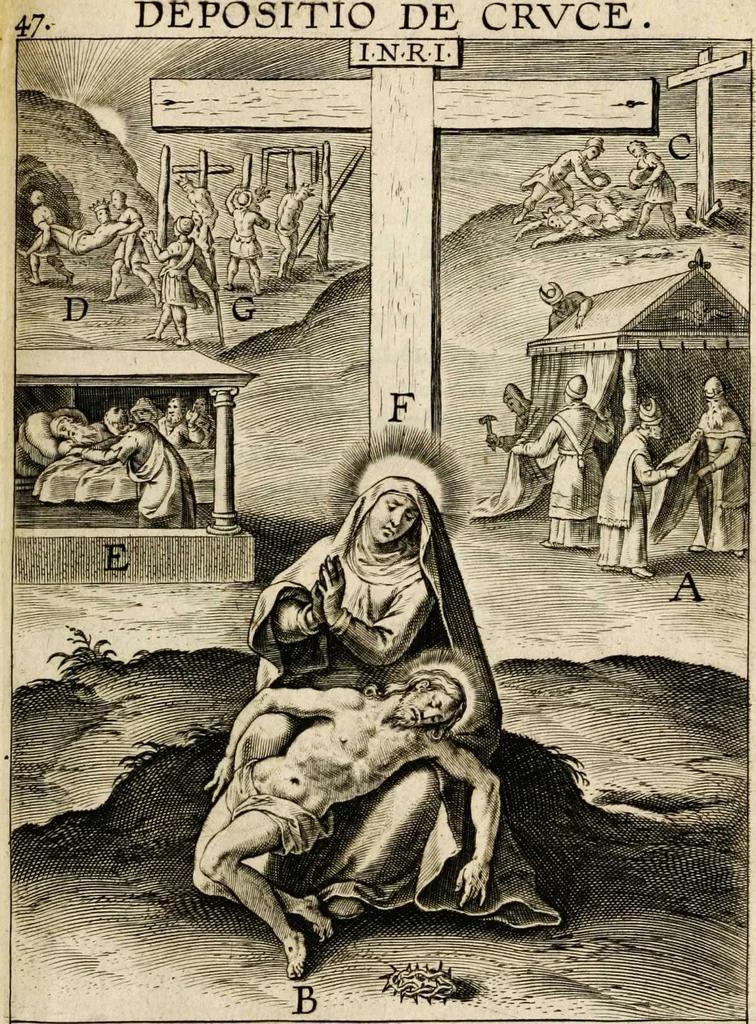 An illustration from Paradisus sponsi et sponsae in quo messis myrrhae et aromatum ex instrumentis ac mysterijs passionis Christi colligenda, vt ei commoriamur : et, Pancarpium Marianum, septemplici titulorum serie distinctum, vt in B. Virginis odorem curramus, et Christus formetur in nobis, 1618, leaf 301
