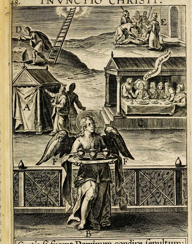 An illustration from Paradisus sponsi et sponsae in quo messis myrrhae et aromatum ex instrumentis ac mysterijs passionis Christi colligenda, vt ei commoriamur : et, Pancarpium Marianum, septemplici titulorum serie distinctum, vt in B. Virginis odorem curramus, et Christus formetur in nobis, 1618, leaf 307