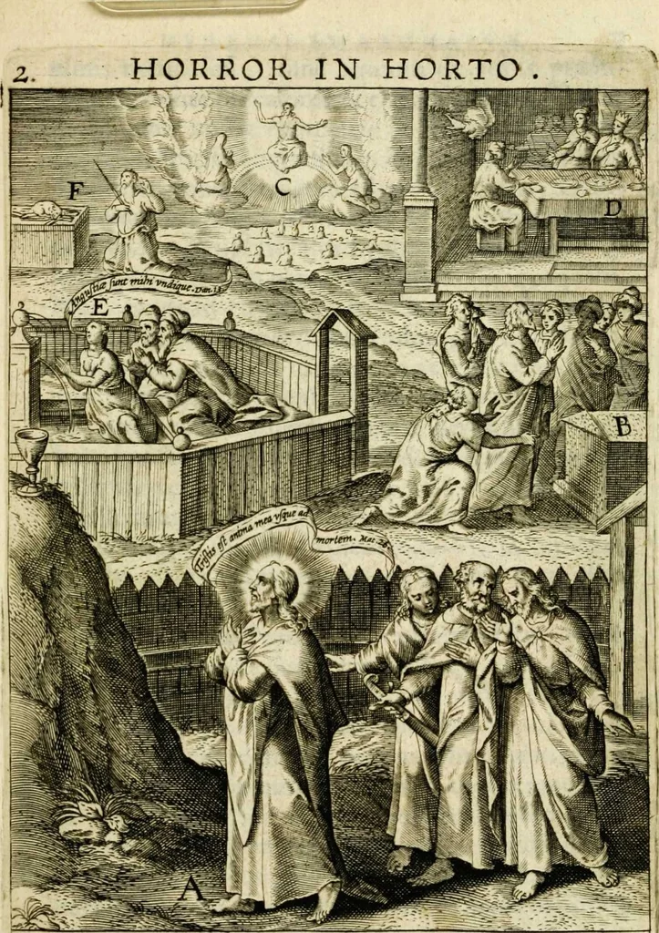 An illustration from Paradisus sponsi et sponsae in quo messis myrrhae et aromatum ex instrumentis ac mysterijs passionis Christi colligenda, vt ei commoriamur : et, Pancarpium Marianum, septemplici titulorum serie distinctum, vt in B. Virginis odorem curramus, et Christus formetur in nobis, 1618, leaf 31